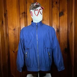 Park City M Retro Blue Windbreaker Jacket Bomber 90s Sporty Nylon